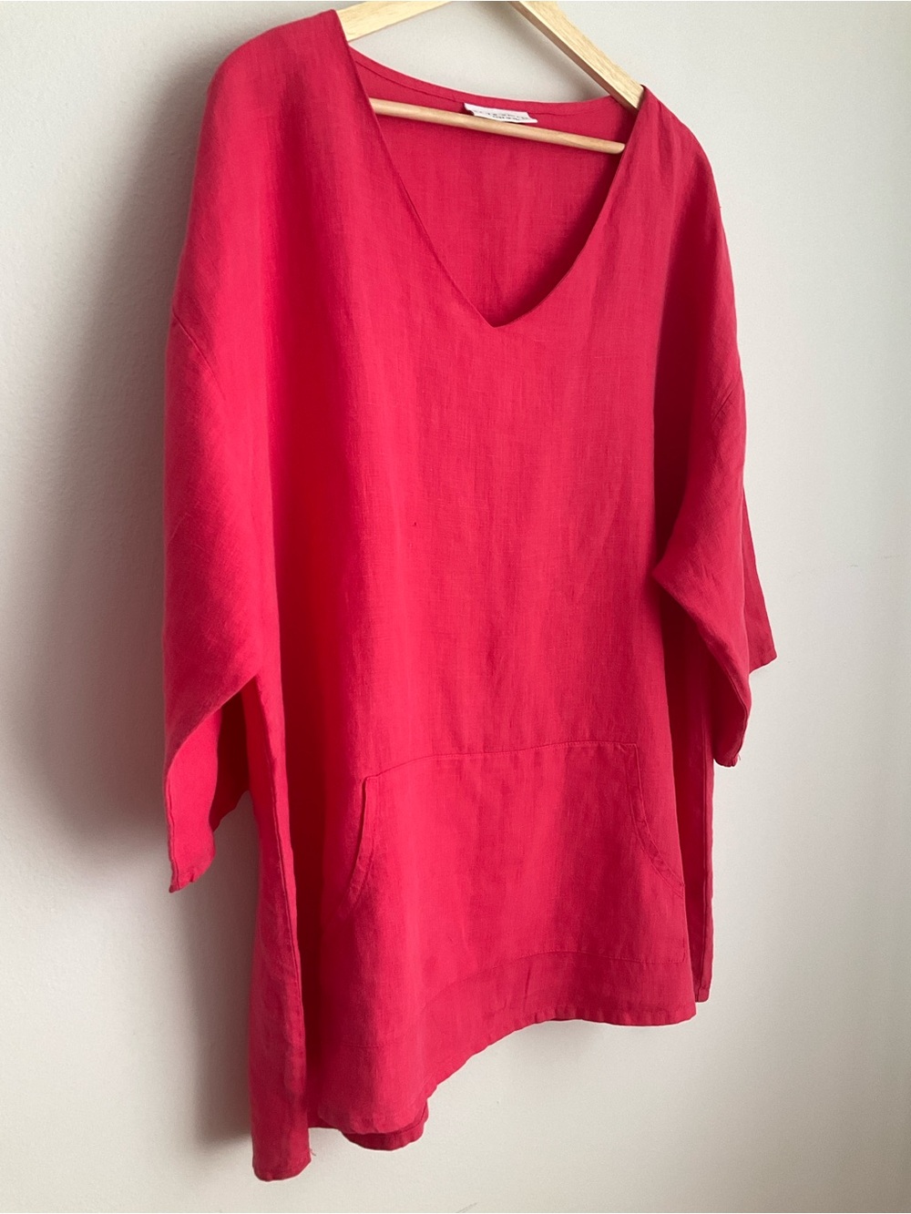 bryn Walker Large Pink 100% Linen V-Neck Tunic Made in USA - Picture 3 of 12